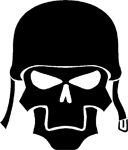 Skull with Helmet Car Sticker 5"