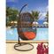 Hanover Outdoor Wicker Rattan Hanging Egg Chair Swing with Round Cushion and Mosaic Pattern in Orange