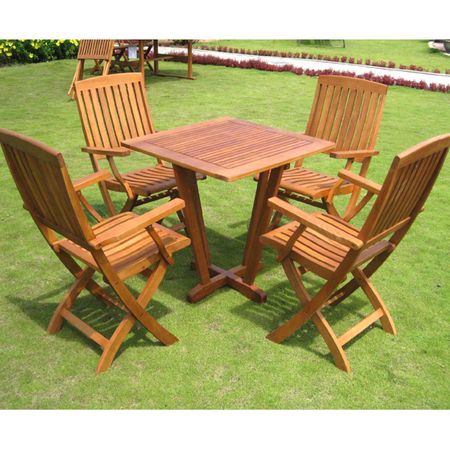 International Caravan Royal Tahiti 5 Piece Gibraltar Dining Set in Stain