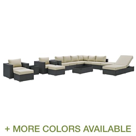 Modway Sojourn 12 Piece Outdoor Patio Sectional Set