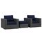 Modway Sojourn 3 Piece Outdoor Patio Chair Set with Ottoman