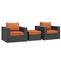 Modway Sojourn 3 Piece Outdoor Patio Chair Set with Ottoman