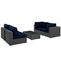 Modway Sojourn 5 Piece Outdoor Patio Sectional Sofa Set with Coffee Table