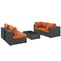 Modway Sojourn 5 Piece Outdoor Patio Sectional Sofa Set with Coffee Table