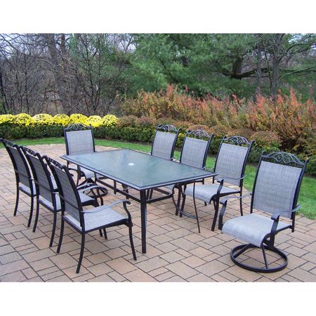 Oakland Living Cascade 9 Piece Outdoor Sling Dining Set in Black