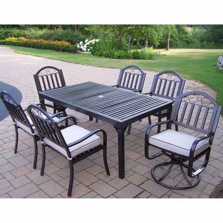 Oakland Living Rochester 7 Piece Cushioned Dining Set with 2 Swivel Chairs and 4 Arm Chairs in Hammer Tone Brown