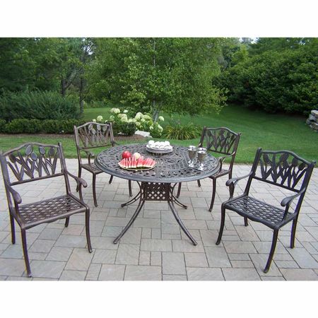 Oakland Living Tulip 5 Piece Capitol Cast Aluminum Dining Table Set in Antique Bronze