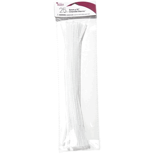 25 Pk 6mm White Chenille Stem Pipe Cleaners
