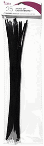 25 Pk Black Chenille Stem Pipe Cleaners