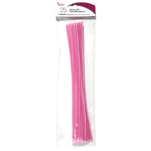 25 Pk Pink Chenille Stem Pipe Cleaners