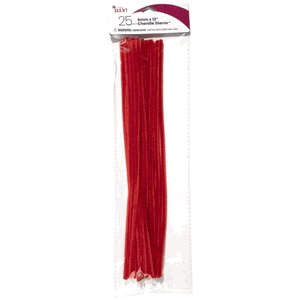 25 Pk Red Chenille Stem Pipe Cleaners