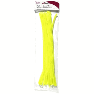 25 Pk Yellow Chenille Stem Pipe Cleaners