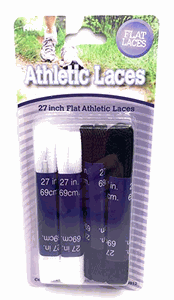 Allary 27in 4PR White & Black Flat Athletic Shoelaces