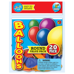 Asst Round Balloons 20CT