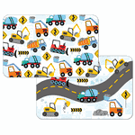 Counter Art Reversible Plastic Placemat Kids Construction Trucks