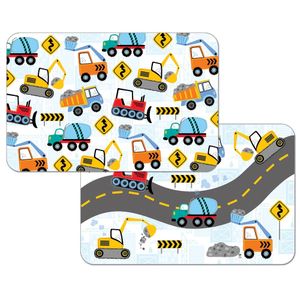 Counter Art Reversible Plastic Placemat Kids Construction Trucks