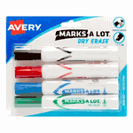 Marks-A-Lot Dry Erase 4PK Assorted Markers