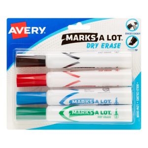 Marks-A-Lot Dry Erase 4PK Assorted Markers