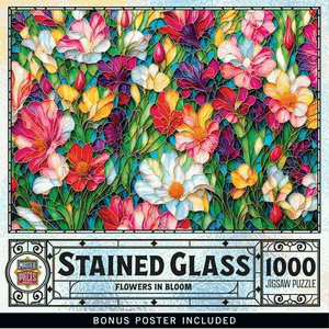 Master Pieces 1000 PC Puzzle Stained Glass Flowers In Bloom