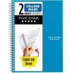Mead 9.5in x 6in Five Star College Ruled 2 Subject Notebook