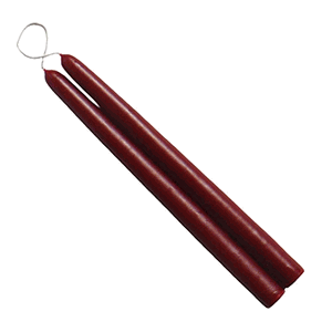 Mole Hallow 2PK 12in  Handmade Taper Candles Burgandy Red