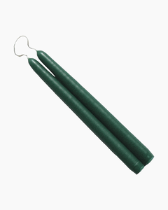 Mole Hallow 2PK 12in  Handmade Taper Candles Emerald Green