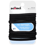 Scunci 14PC Flat Design Black Hair Elastics