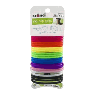 Scunci 28PC Asst Color No Slip Grip Hair Elastics