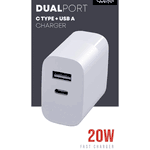 Top Grade 2 Port Fast Charging Cube Type C & USB A Black