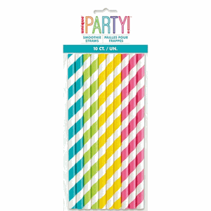 Unique 10ct Assorted Smoothie Straws