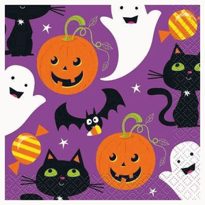 Unique 16ct Cat & Pumpkin Beverage Napkins
