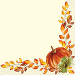 Unique 16ct Watercolor Fall Pumpkin Beverage Napkins