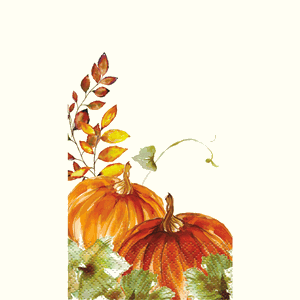 Unique 16ct Watercolor Fall Pumpkin Guest Napkin