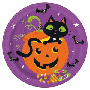 Unique 8ct Cat & Pumpkin 9in Plates