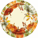 Unique 8ct Watercolor Fall Pumpkin 9in Plates