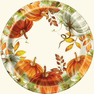 Unique 8ct Watercolor Fall Pumpkin 9in Plates