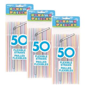 Unique Flex Straws - Striped 50ct