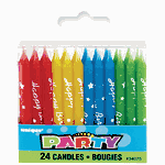 Unique Happy Birthday Script Candles 2.5in 24ct