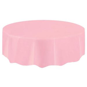 Unique Lovely Pink Solid Round Plastic Table Cover 84in