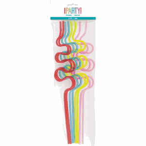 Unique Plastic Squiggle Straws 12in 8ct