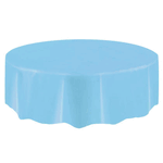 Unique Powder Blue Solid Round Plastic Table Cover 84in