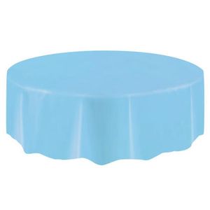 Unique Powder Blue Solid Round Plastic Table Cover 84in