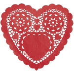 Unique Red Heart Doilies 6in 30ct