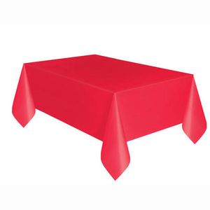 Unique Ruby Red Solid Rectangular Plastic Table Cover 54in x 108in