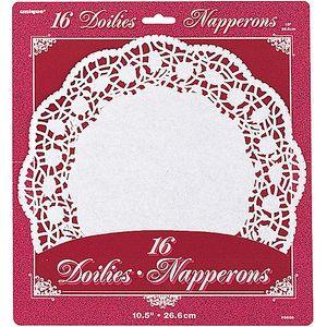 Unique White 10.5in Doilies 16ct