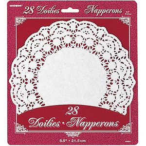 Unique White 8.25in Doilies 28ct