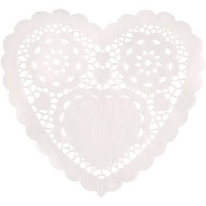 Unique White Heart Doilies 6in 30ct