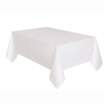 Unique White Solid Rectangular Plastic Table Cover 54in x 108in
