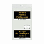 Unique White Solid Round Plastic Table Cover 84in