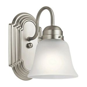 D6153M03 1-Light Nickel Traditional Vanity Light Bath Sconce with Glass LED68 (Open Box)